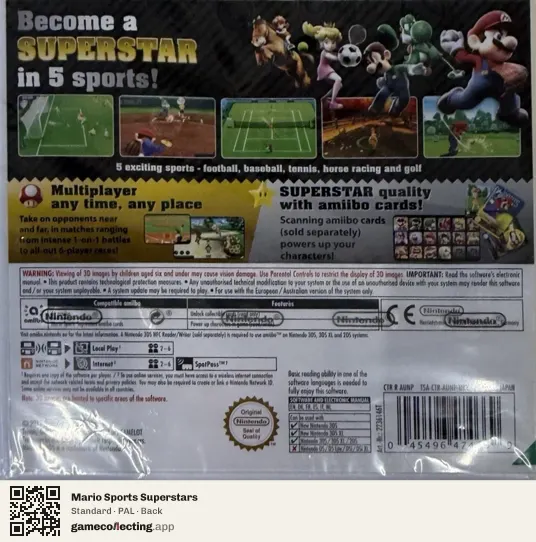 Mario Sports Superstars Nintendo 3DS, PAL box back