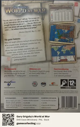 Gary Grigsby's World at War Computer, PAL box back