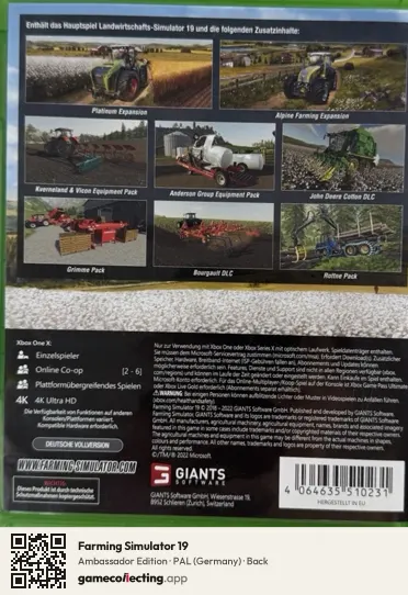 Farming Simulator 19 Xbox One, Germany box back