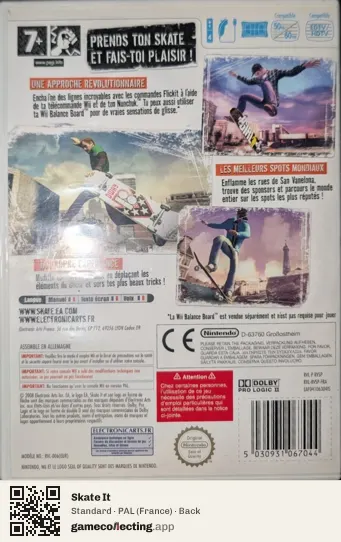 Skate It Nintendo Wii, France box back
