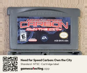 Need for Speed Carbon: Own the City Game Boy Advance, NTSC cartridge label