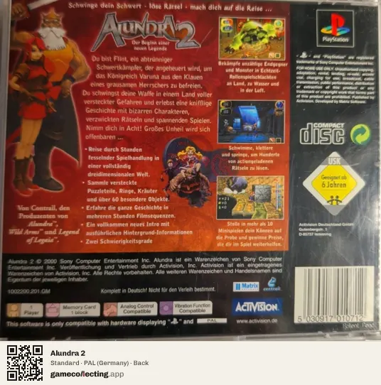Alundra 2 PlayStation, Germany box back