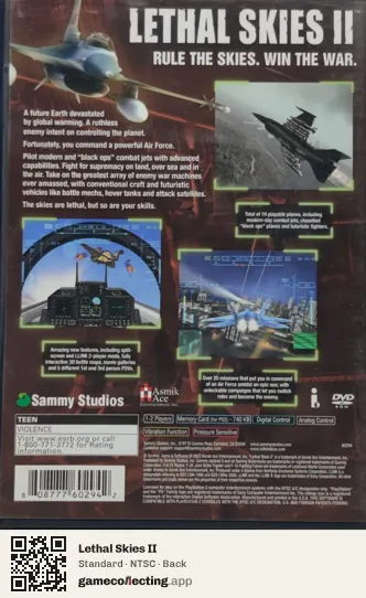 Lethal Skies II PlayStation 2, NTSC box back