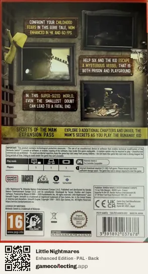 Little Nightmares Nintendo Switch 2, PAL box back