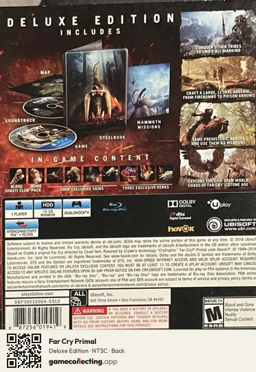 Far Cry Primal PlayStation 4, NTSC box back