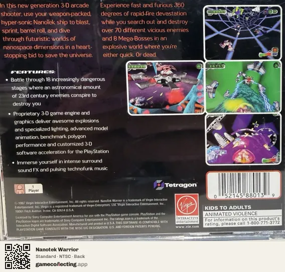 Nanotek Warrior PlayStation, NTSC box back