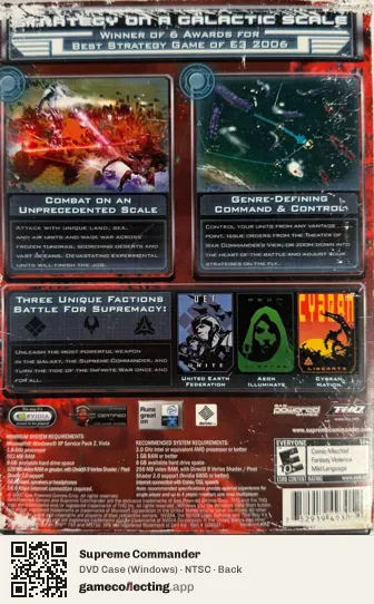 Supreme Commander Computer, NTSC box back