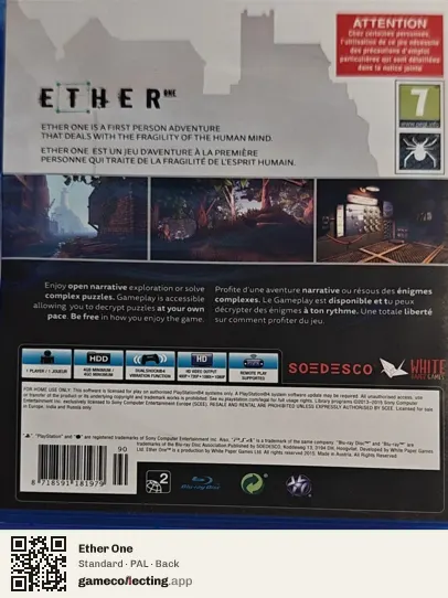 Ether One PlayStation 4, PAL box back