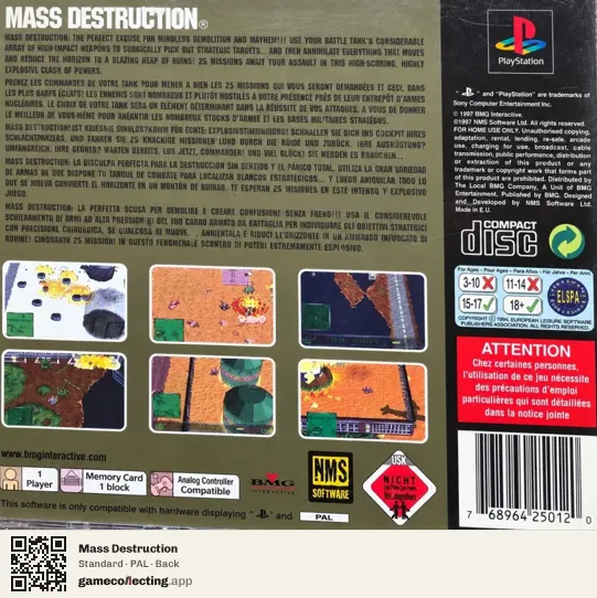 Mass Destruction PlayStation, PAL box back