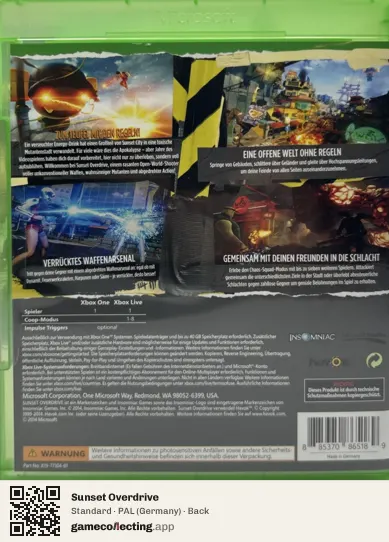 Sunset Overdrive Xbox One, Germany box back