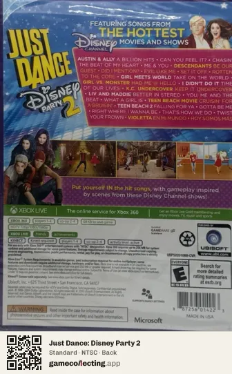 Just Dance: Disney Party 2 Xbox 360, NTSC box back