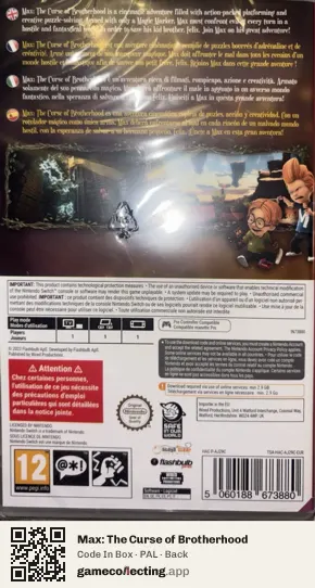 Max: The Curse of Brotherhood Nintendo Switch, PAL box back