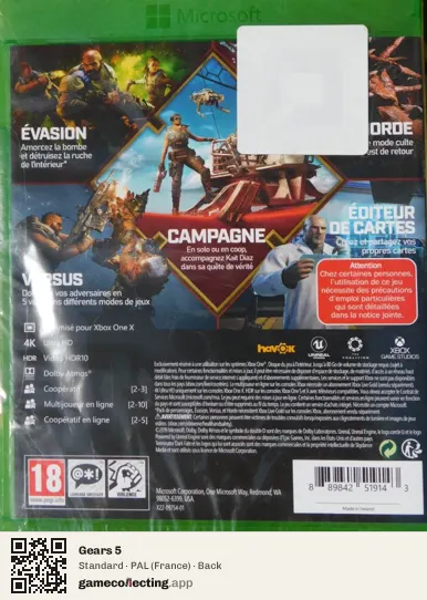 Gears 5 Xbox One, France box back