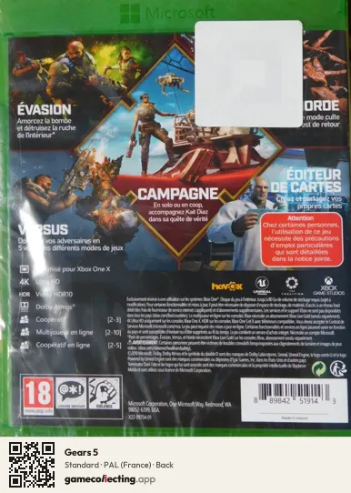Gears 5 Xbox One, France box back
