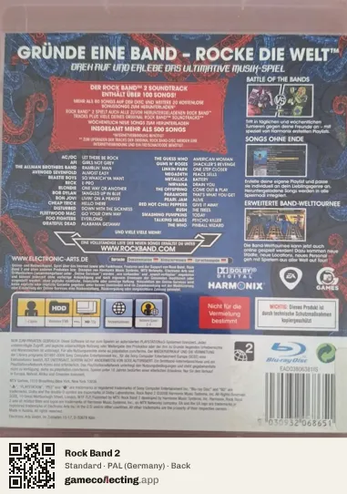 Rock Band 2 PlayStation 3, Germany box back