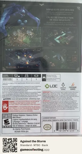 Against the Storm Nintendo Switch, NTSC box back