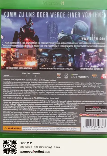 XCOM 2 Xbox One, Germany box back