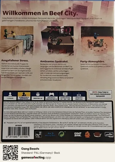 Gang Beasts PlayStation 4, Germany box back