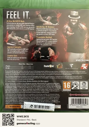 WWE 2K15 Xbox One, PAL box back
