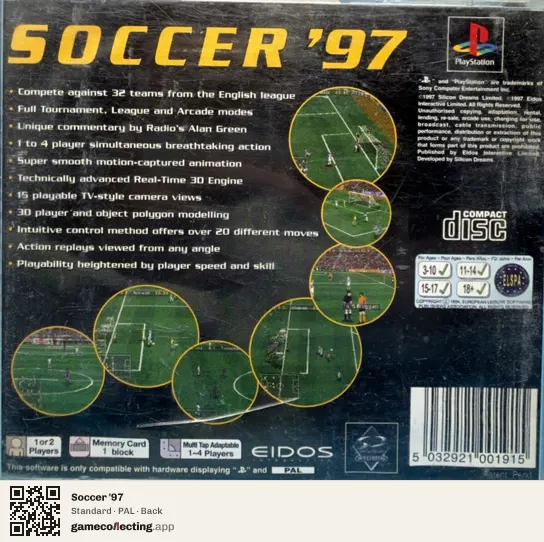 Soccer '97 PlayStation, PAL box back