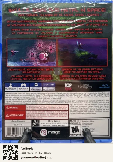 Valfaris PlayStation 4, NTSC box back