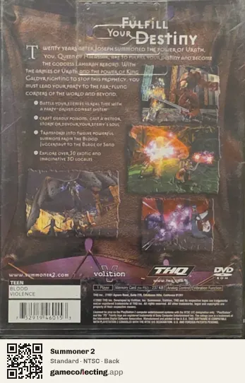 Summoner 2 PlayStation 2, NTSC box back