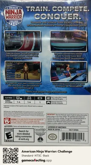 American Ninja Warrior: Challenge Nintendo Switch, NTSC box back