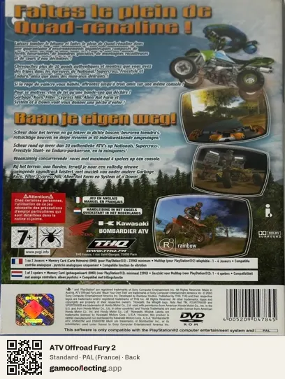 ATV Offroad Fury 2 PlayStation 2, France box back