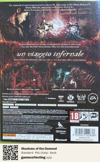 Shadows of the Damned Xbox 360, Italy box back