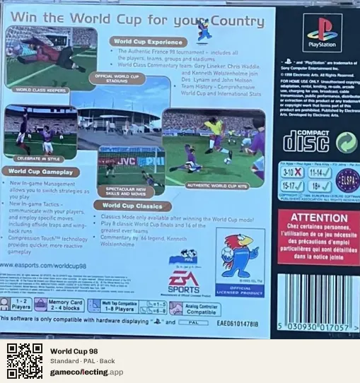 World Cup 98 PlayStation, PAL box back