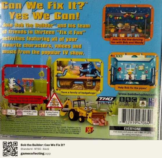Bob the Builder: Can We Fix It? PlayStation, NTSC box back