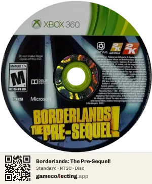 Borderlands: The Pre-Sequel! Xbox 360, NTSC disc
