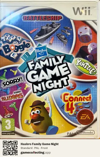 Hasbro Family Game Night Nintendo Wii, PAL box front
