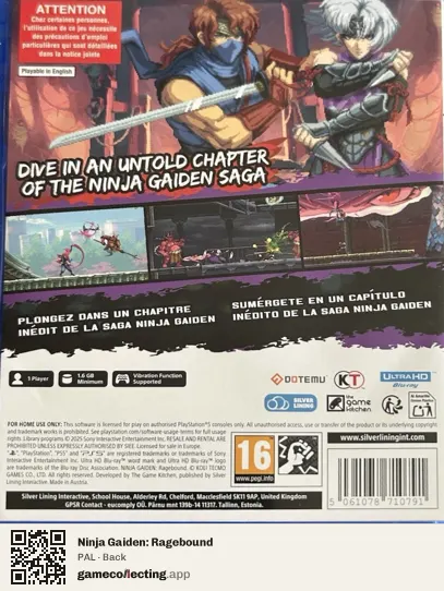 Ninja Gaiden: Ragebound PlayStation 5, PAL box back