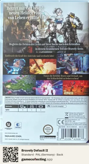 Bravely Default II Nintendo Switch, Germany box back