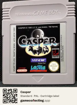 Casper Game Boy, PAL cartridge label
