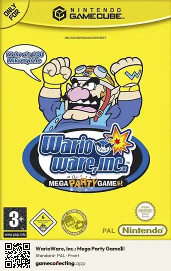 WarioWare, Inc.: Mega Party Game$! Nintendo GameCube, PAL box front