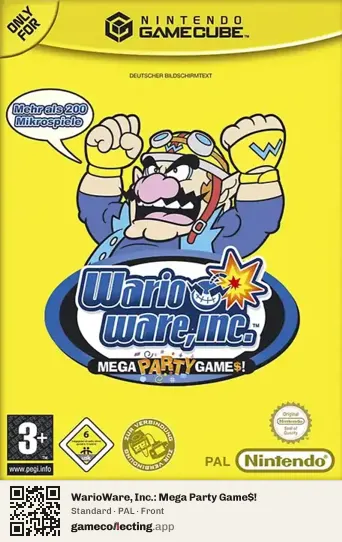 WarioWare, Inc.: Mega Party Game$! Nintendo GameCube, PAL box front