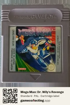 Mega Man: Dr. Wily's Revenge Game Boy, PAL cartridge label