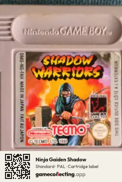 Ninja Gaiden Shadow Game Boy, PAL cartridge label