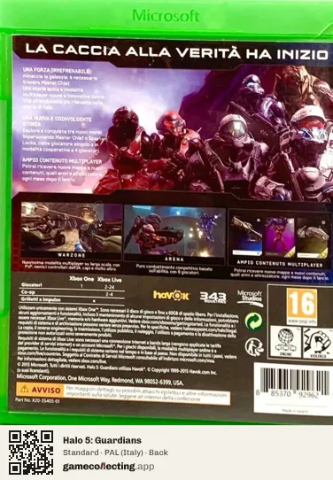 Halo 5: Guardians Xbox One, Italy box back
