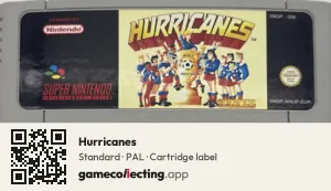 Hurricanes Super Nintendo Entertainment System, PAL cartridge label