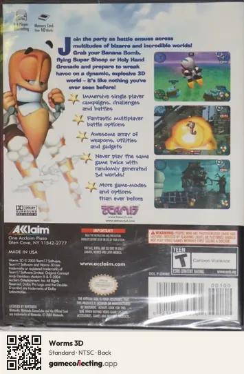 Worms 3D Nintendo GameCube, NTSC box back