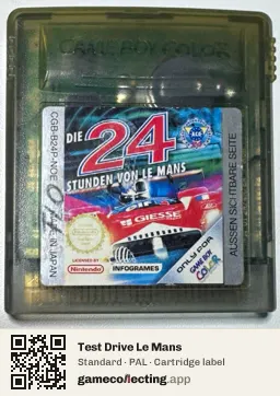 Test Drive Le Mans Game Boy Color, PAL cartridge label