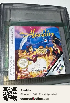Aladdin Game Boy Color, PAL cartridge label