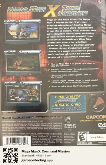 Mega Man X: Command Mission PlayStation 2, NTSC box back