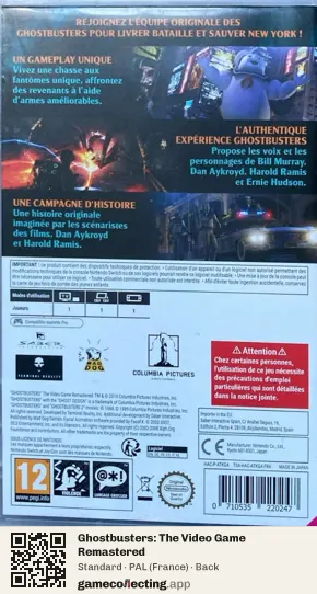 Ghostbusters: The Video Game Remastered Nintendo Switch, France box back