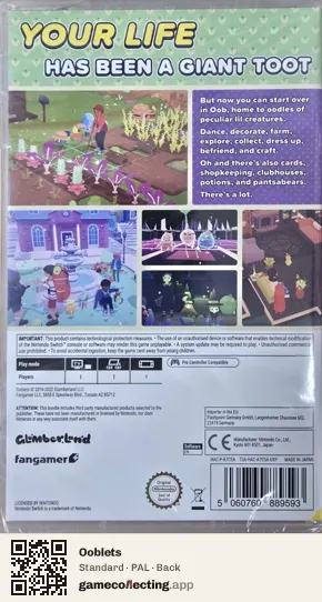 Ooblets Nintendo Switch, PAL box back