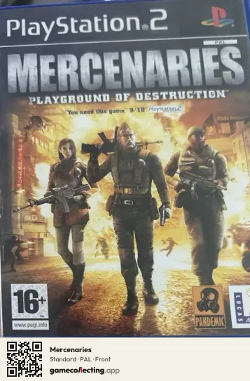 Mercenaries PlayStation 2, PAL box front
