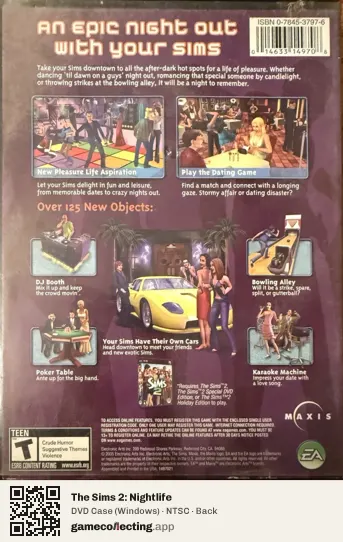 The Sims 2: Nightlife Computer, NTSC box back